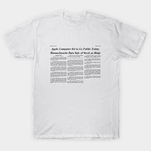 HD Reproduction - Apple Stock Too Risky - Dec 12, 1980 T-Shirt